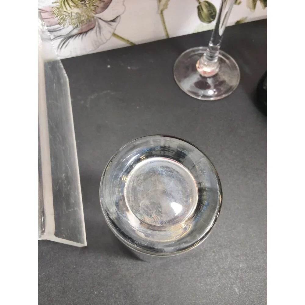 Vintage Mid Century Kimiko Silver Knight Shield Highball Tumbler Glass  Set of 4